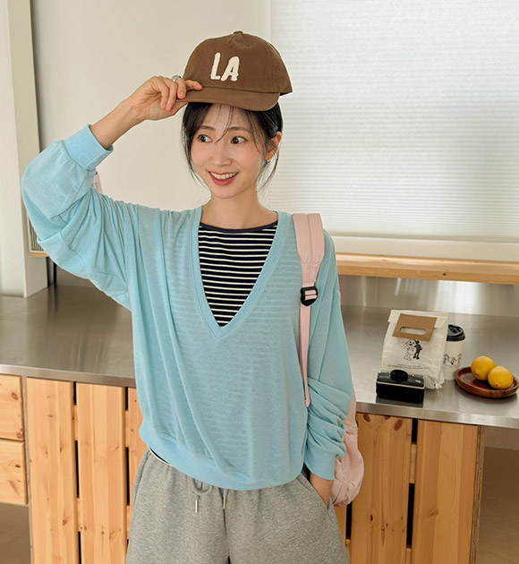 Soft Spandex Deep V Sweatshirt