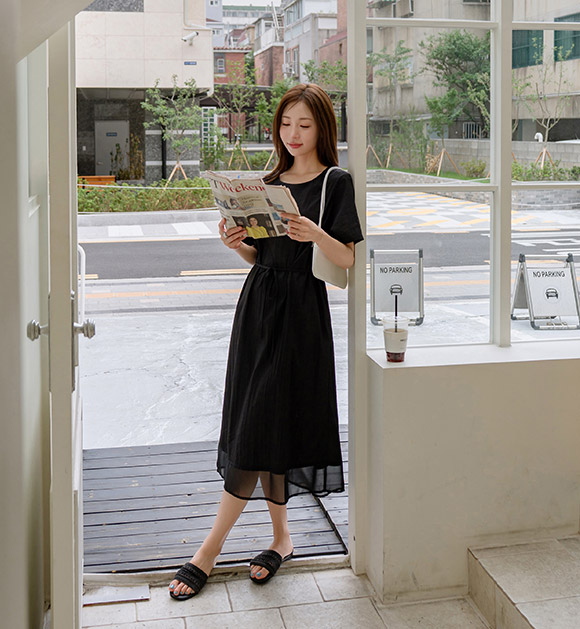 [JUST BETTER] Rene Sheer Layered Dress