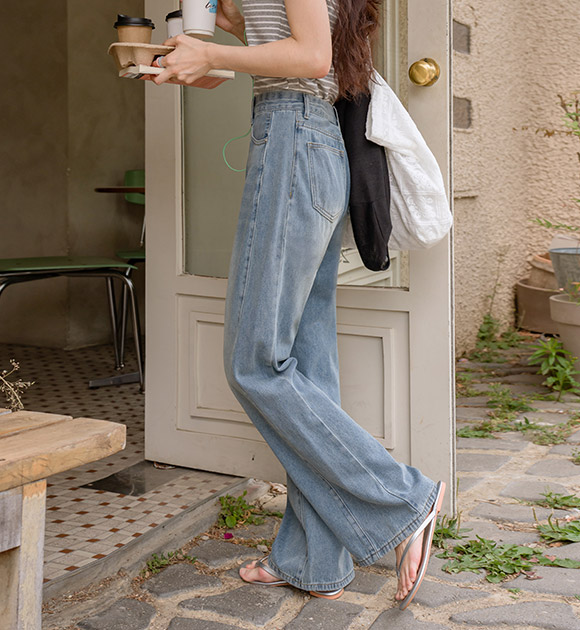 Lightweight Seam-Detail Wide Lyocell Jeans (Short/Long)