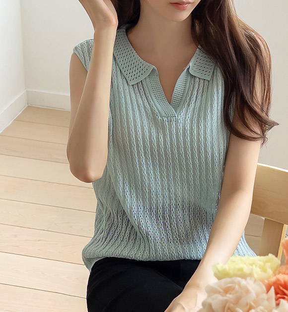 Remy Viscose Semi-open Knit Tank Top