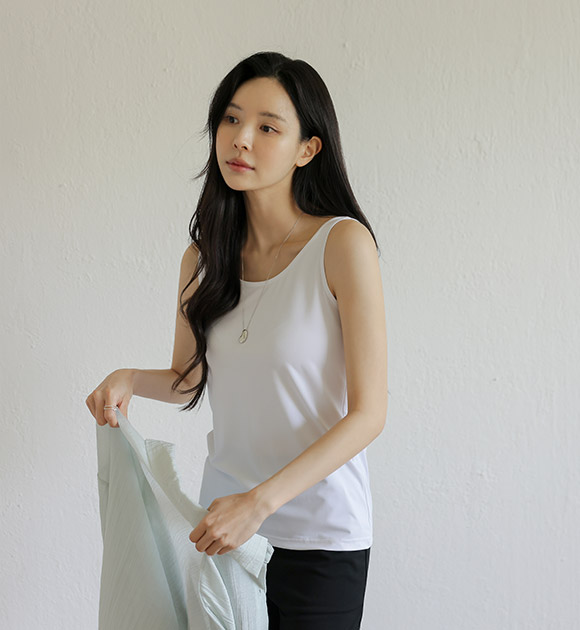 1+1 Air-Cool Round-Neck Spandex Sleeveless Top
