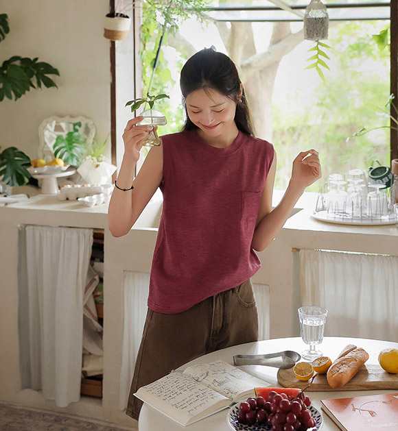 Breathable Slub Modal Pocket Tank Top