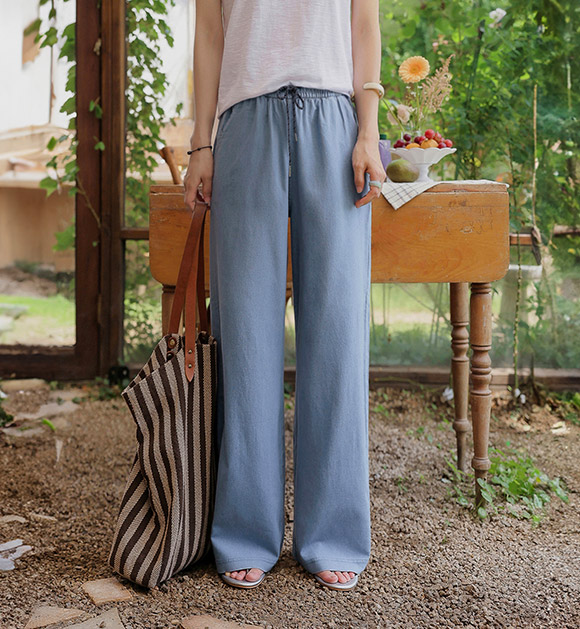 Breezy Banded Wide-Leg Denim Jeans