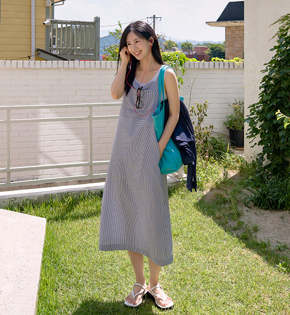 Travel-Ready Seersucker Overall Dress