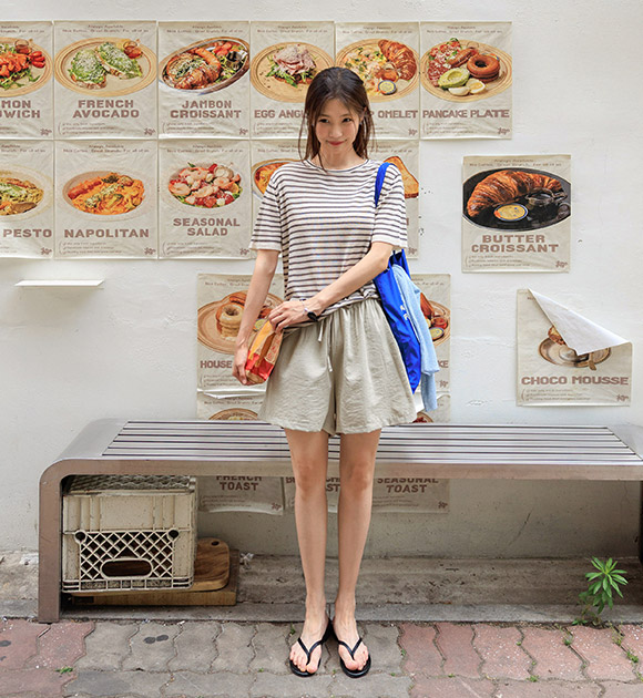 Rave Tencel Linen Striped Knit Tee