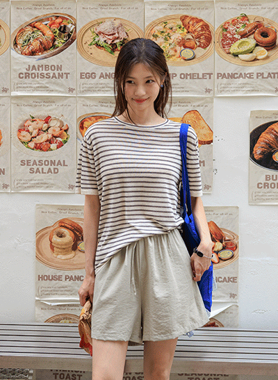 Rave Tencel Linen Striped Knit Tee