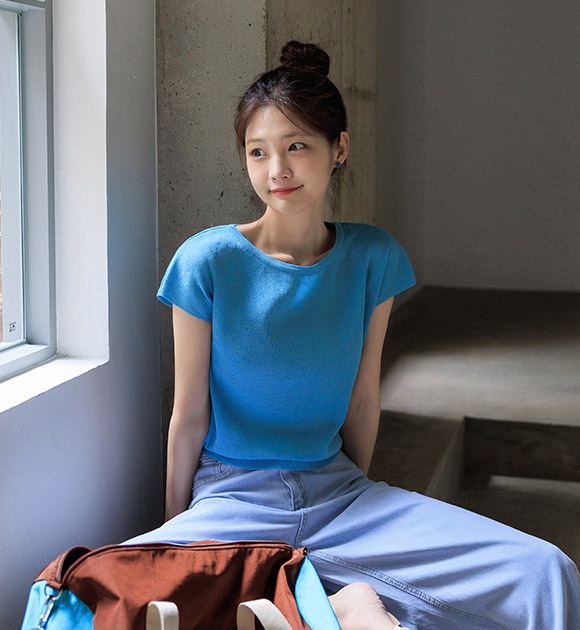 Ella Textured Cap-Sleeve Knitwear
