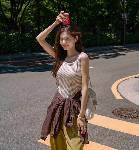 Seed Striped Eyelet Reversible Sleeveless Top