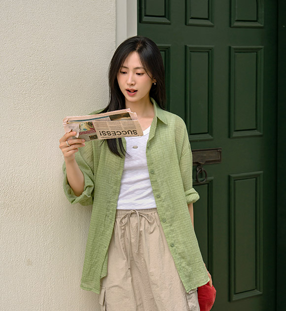 Gauze Cotton Gingham Summer Shirt