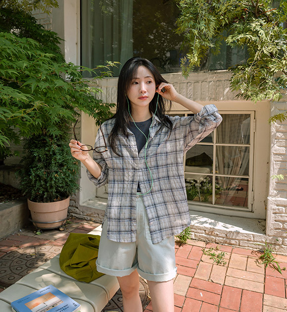 Berry Check Loose-Fit Shirt