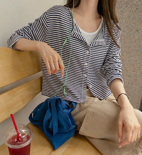 Need Stripe Cotton Cardigan