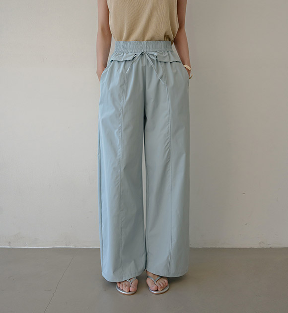 Cooling Wide-Leg Pants with Pocket Detail