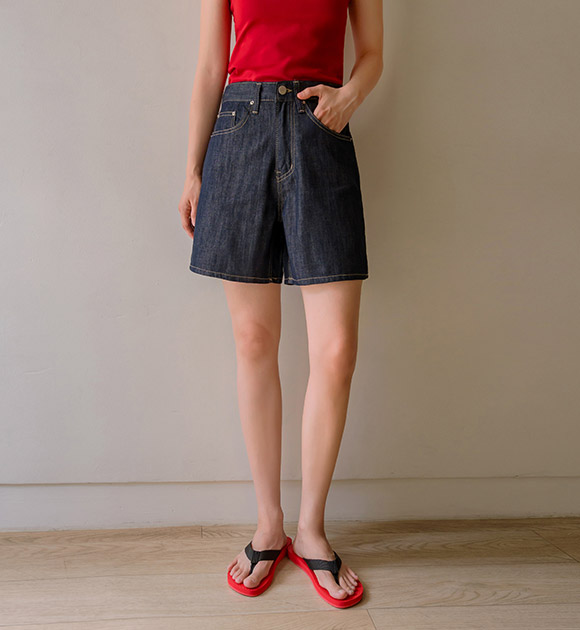 Edge Stitch Denim Shorts
