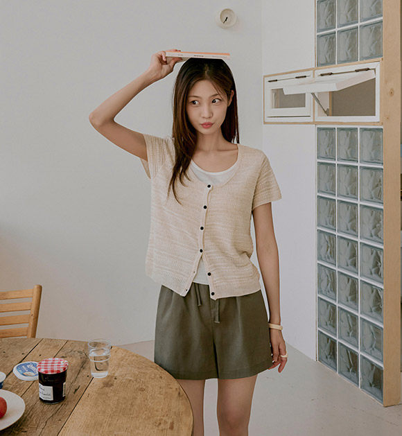 Roy Layered Linen Crochet Cardigan