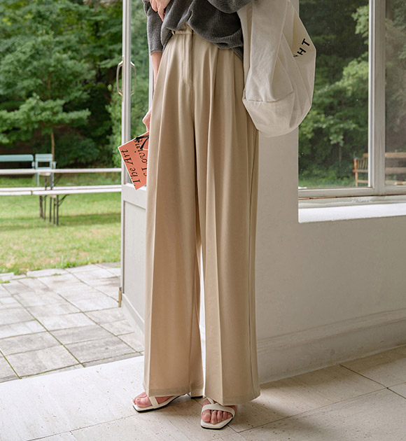 Flowy Pintuck Spandex Slacks (Short/Long)