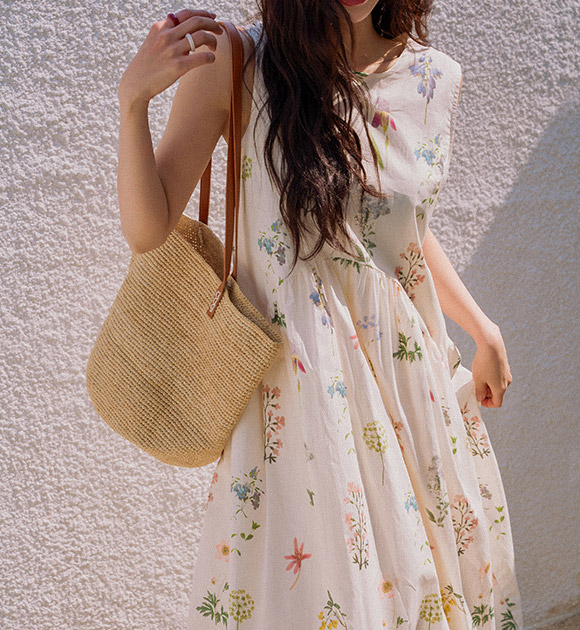 [⛱️Recommended Vacation Item] Wavy Flower Sleeveless Dress