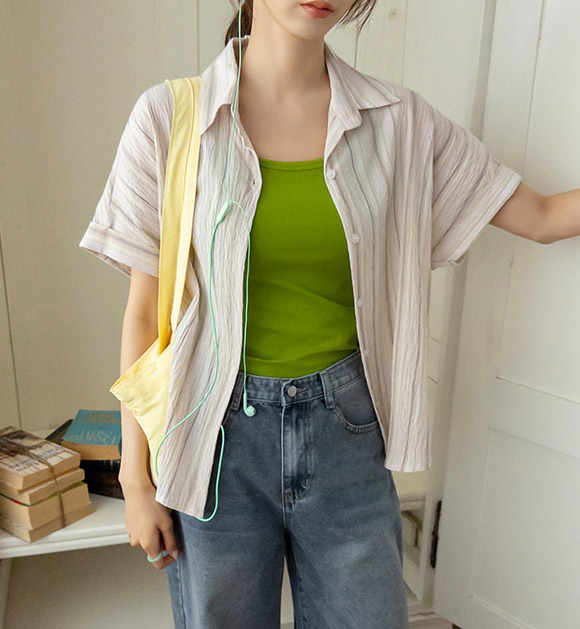 Sheer Cool Contrast-Trim Short-Sleeve Shirt