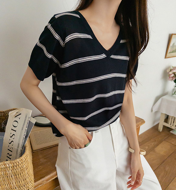 Soy Striped Basic-Fit Knitwear