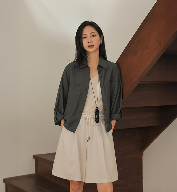 Autumn Roll-Up Pocket Linen Shirt