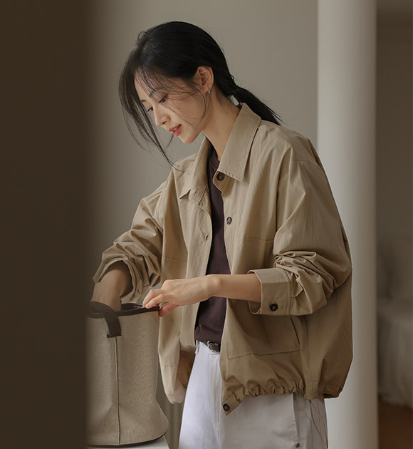 Light Drawstring Shirt Jacket