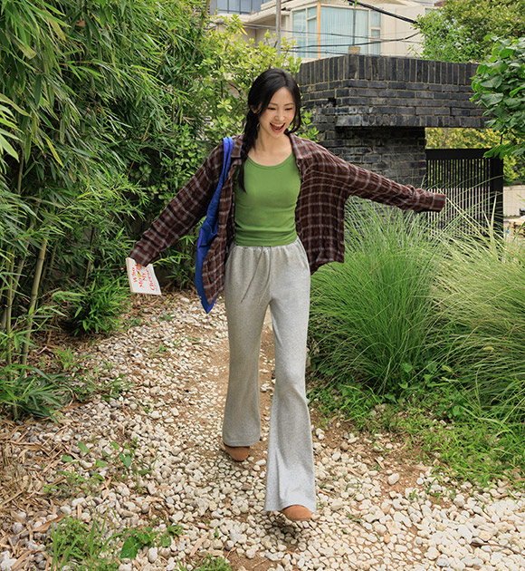 Natural Crinkle Check Cotton Shirt