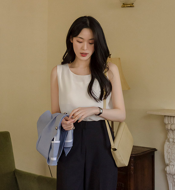Select simple nasi blouse (round/V-necked)