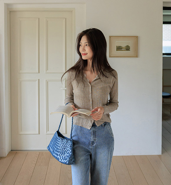 Mood On Open Collar Knit Cardigan