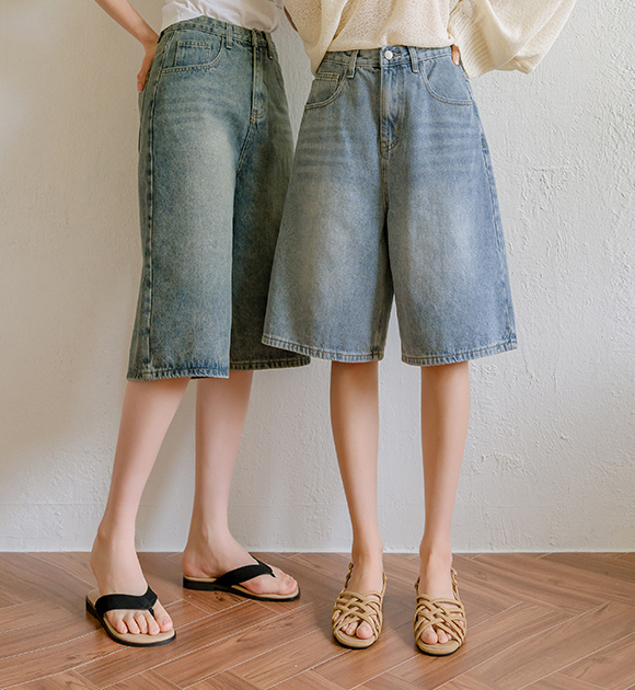[❄️Summer Must-Have/Popular Item🩳] Trendy Washed Bermuda Denim Pants (Short/Long)