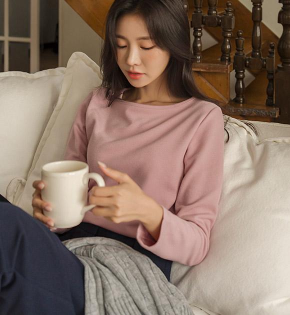 [JUST BETTER] 1+1 Nicole Boat Neck Long-sleeve T-Shirt
