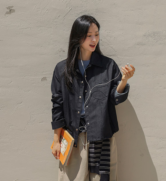 Mood-On Denim Shirt Jacket (Shawl Set)