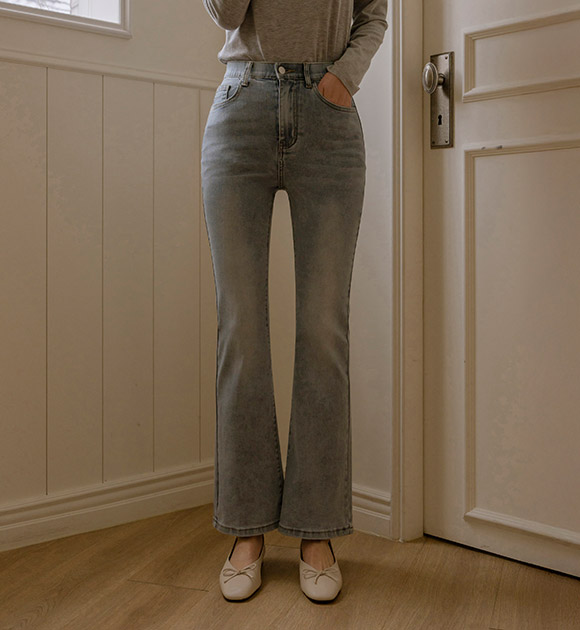3D-Pattern Stretch Denim Bootcut Jeans (Short/Long)