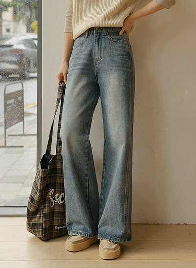 Line-Cover Seam Wide Jeans (Short/Long)
