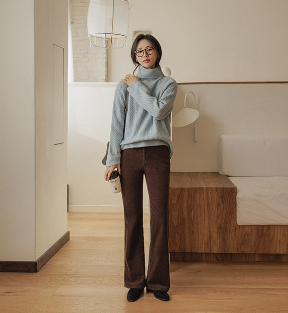 Slim-fitting spandex double-brushed fleece bootcut pants