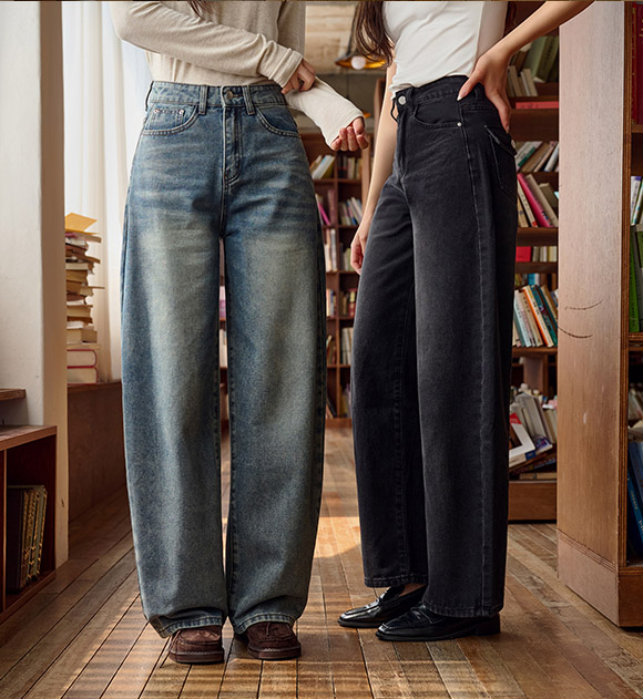 Slimming Lyocell Pocket Baggy Jeans (Short/Long)
