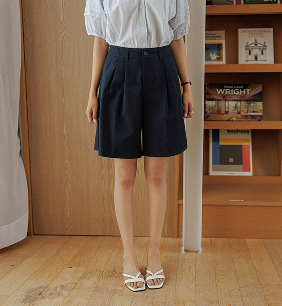 Likey Cotton Pintuck Shorts (Belt Set)