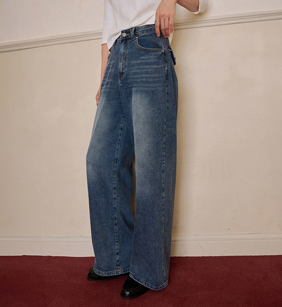 Daily Fit Secret Elastic Waist Wide Jeans (Short/Long)