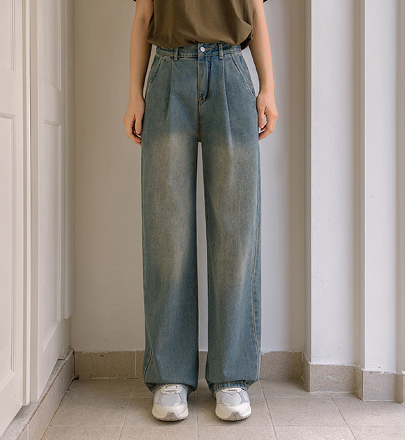 Easy Wide Back Banded Pintuck Denim