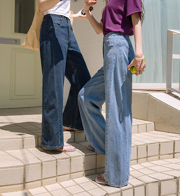 [❄️Cover Fit Summer Version/Perfect for Now!] Summer Cover Fit Diagonal Seam Wide Jeans (Short/Basic/Long)
