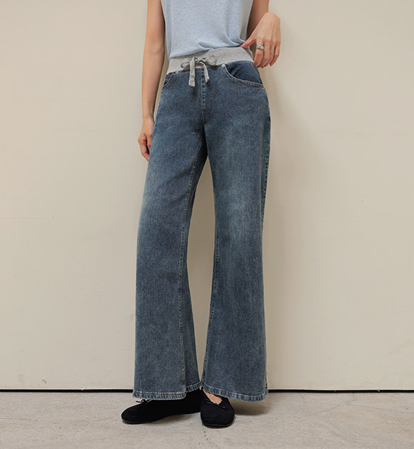 Low-Rise Wide-Band Bootcut Pants (Short/Long)