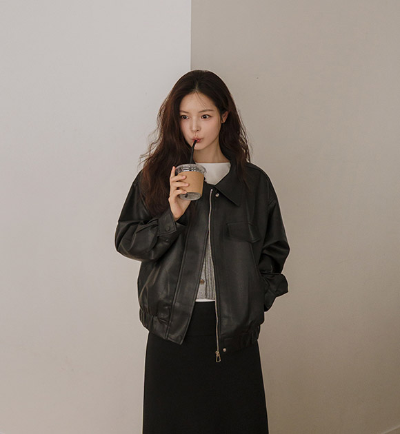 River Collar Leather Jacket