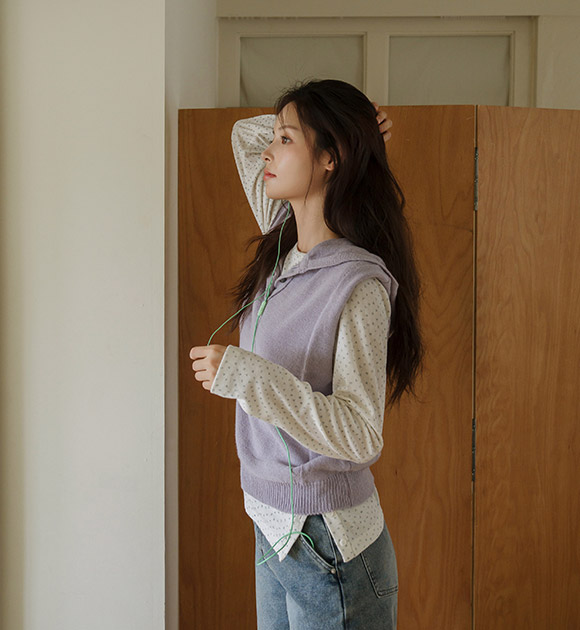 Poa Soft Wool Cap Hooded Vest