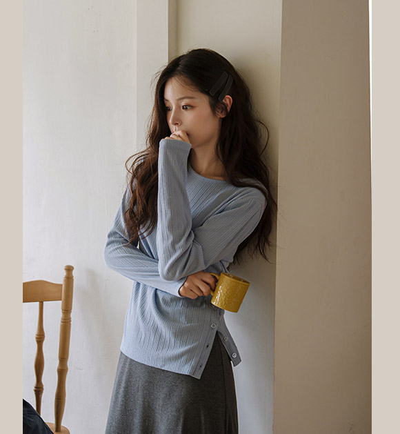 [✨Transitional Season Innerwear/Textured Texture][JUST BETTER] Textured Ribbed Open-Side Tee