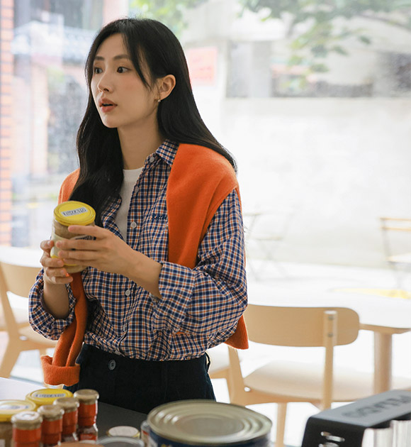 [JUST BETTER] Feet Better Embroidery Checkered Shirt