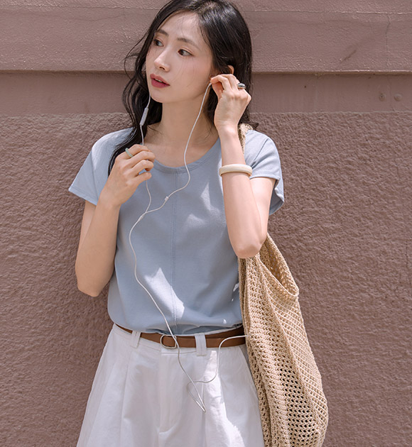 (Dryer safe) [JUST BETTER] Silky Washable Two-Way T-shirt