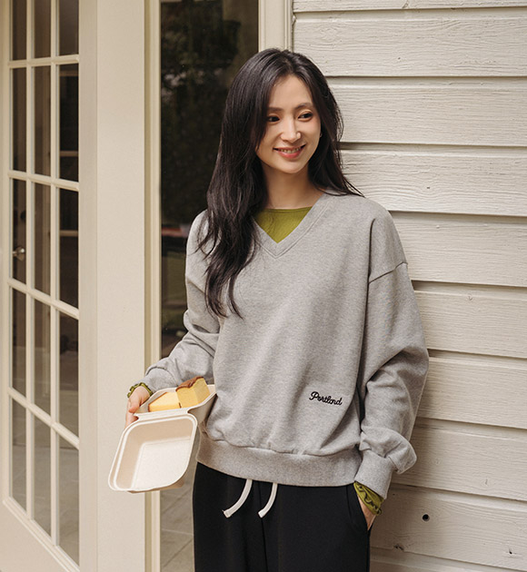Portland Embroidered V-Neck Sweatshirt