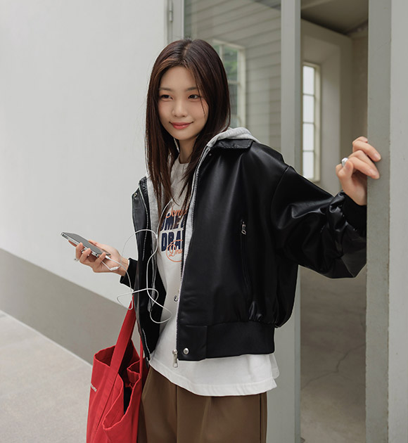 Lois Hood-Trim Leather Jacket