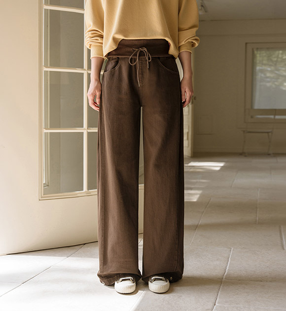 Tummy-Covering Folding Wide-Leg Pants (Short/ Basic/ Long)