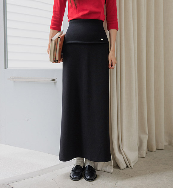 [👍Fold to Your Desired Length/ Stretchy Fabric] [JUST BETTER] Folding Tension Long Skirt