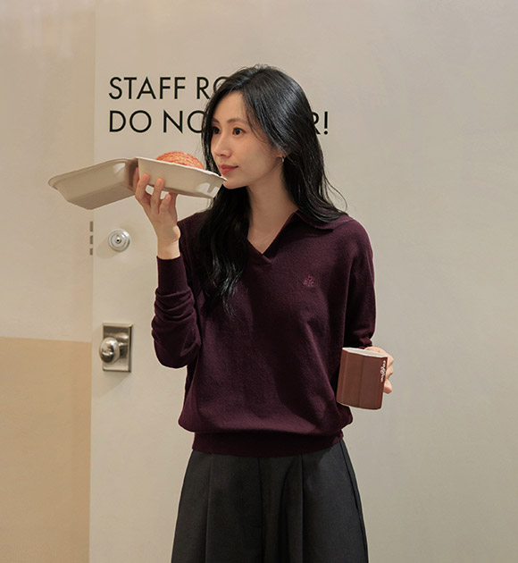 [Flattering Half-Open Neckline - Must-Have! 💕][JUST BETTER] Soft Viscose Half-Open Collar Knitwear