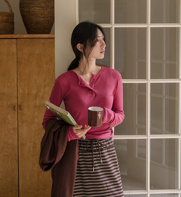 Portly Tencel + Wool Button Layered Tee